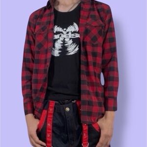 ❗️SALE❗️Red and Black Plaid Men's Button Down Long Sleeve Flannel